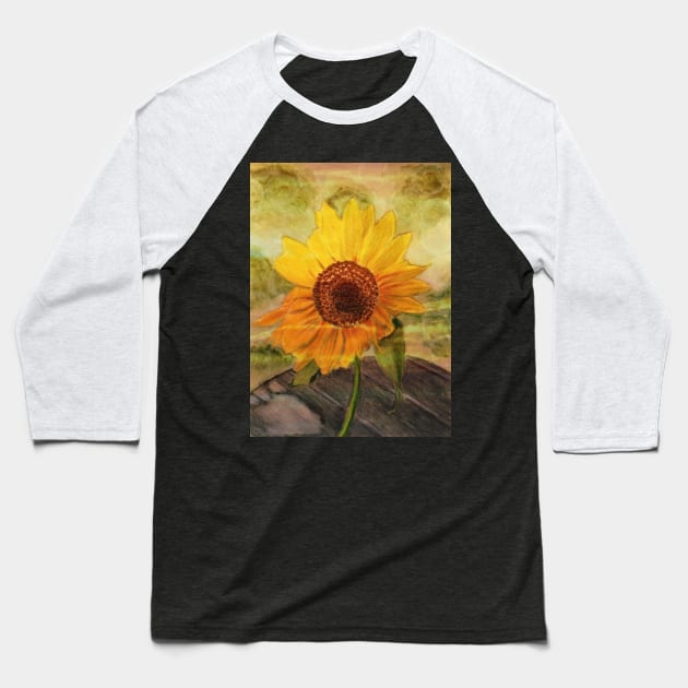 Sunflower Baseball T-Shirt by teenamarie23art